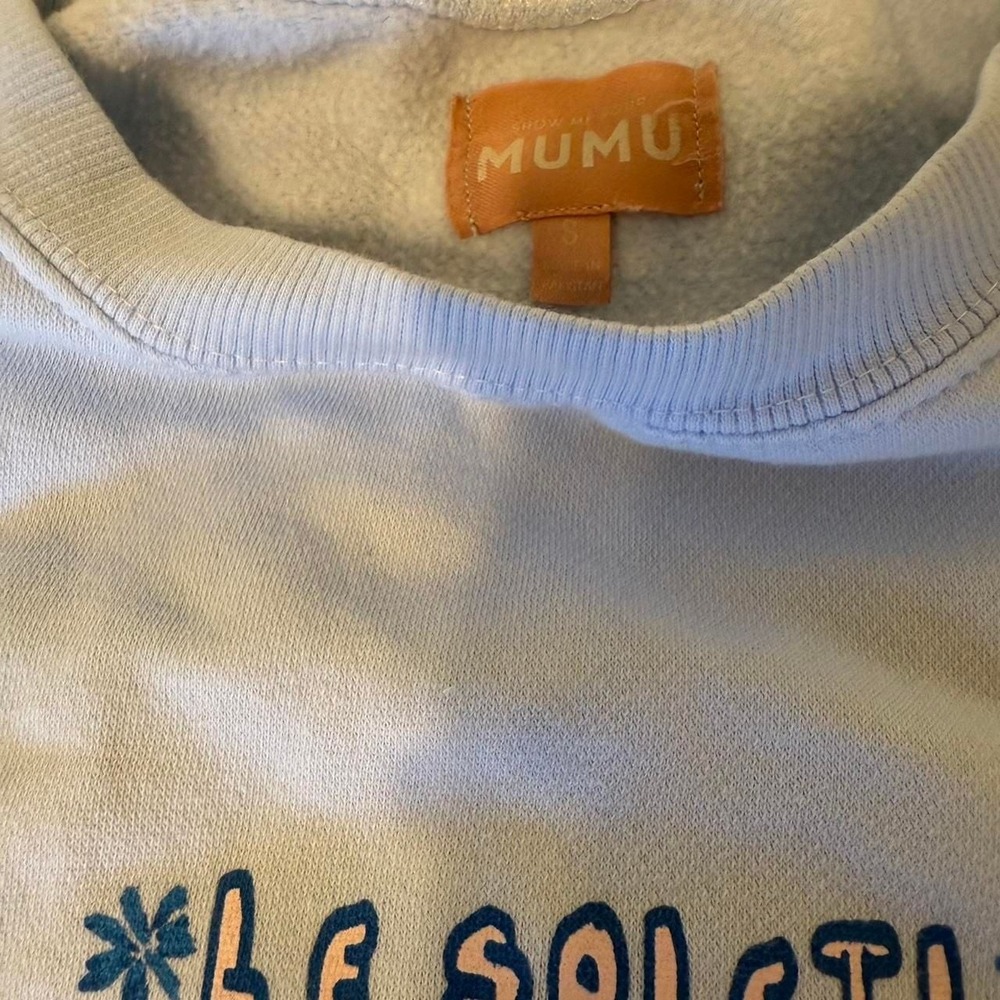 Show Me Your Mumu Stanley Baby Blue 'Le Soleil' Graphic Crewneck Sweatshirt - Si - Picture 2 of 3